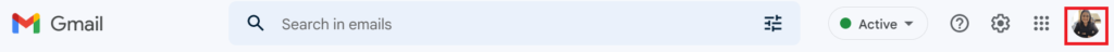 Profile icon on Gmail desktop
