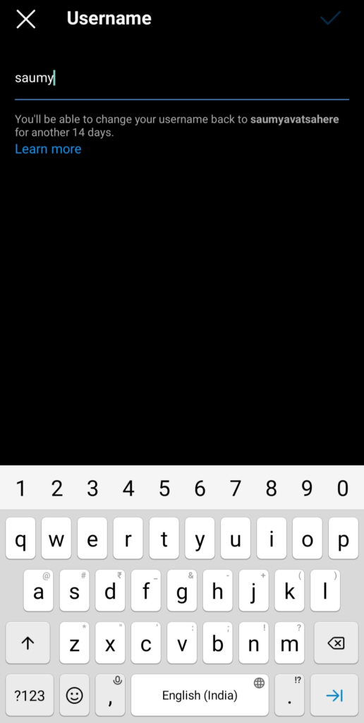 how to change instagram username on app