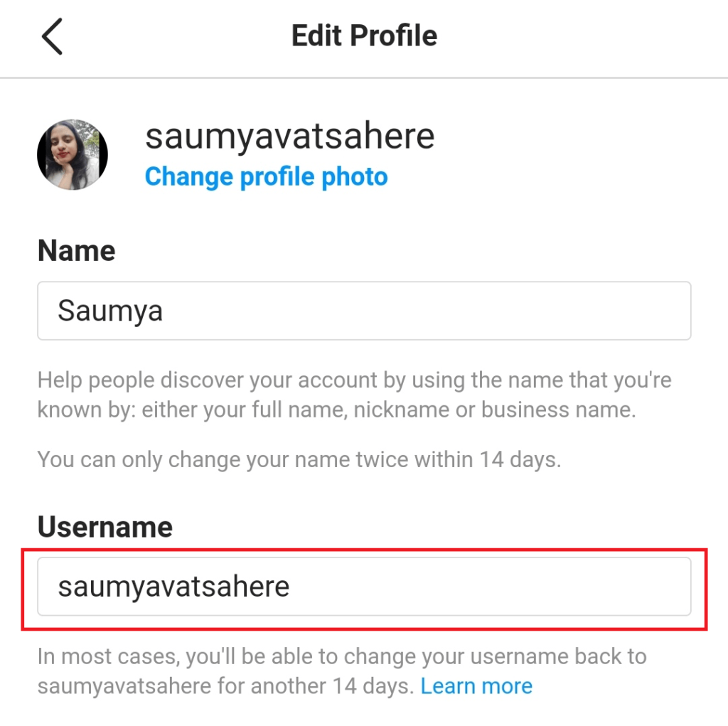 change Instagram username on browser