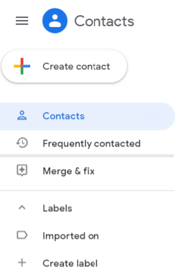 You will find the button to create a contact on the left side of the screen. 