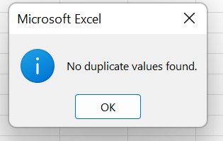 Number of duplicates removed in Excel