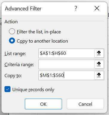 Advanced filter method to get unique records only