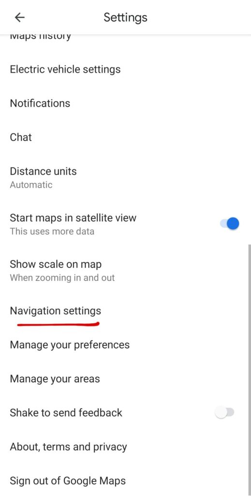 Choose navigation from settings. 