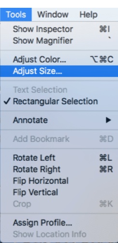 Go to tools and then click on Adjust Size. 