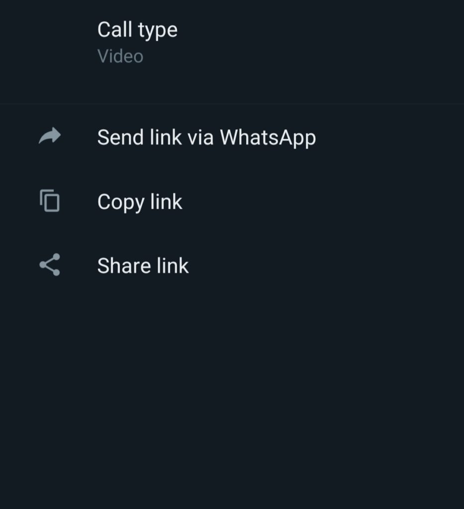 Share the Whatsapp call link with contacts.