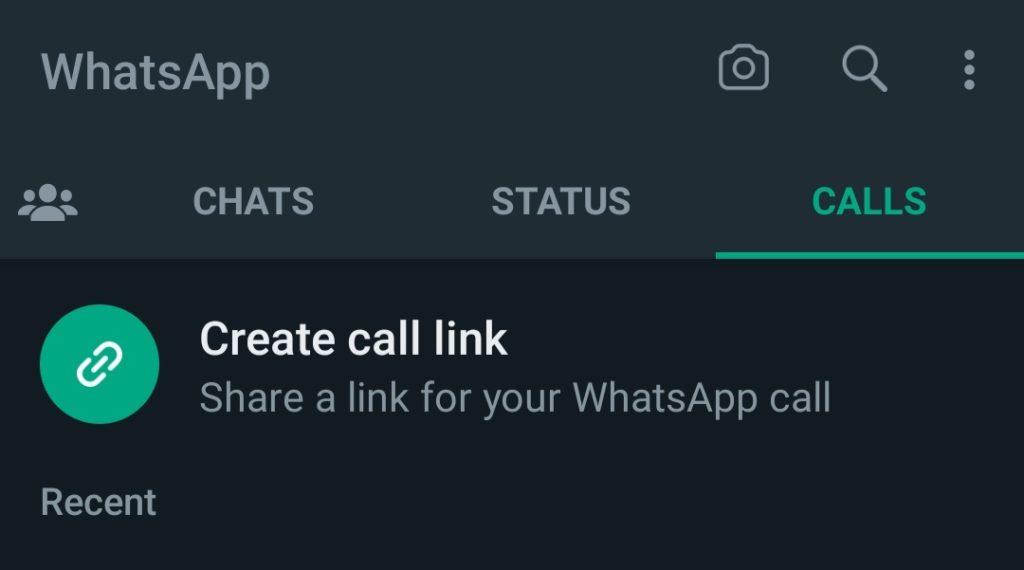 Slide to the calls log and tap on the create call link option.