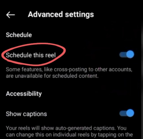 After you edit a reel, go to its advance settings and select schedule this reel. 
