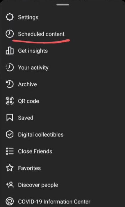 In the Instagram menu you will find an option for schedule content. 