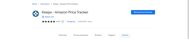 Keepa price tracker extension for amazon