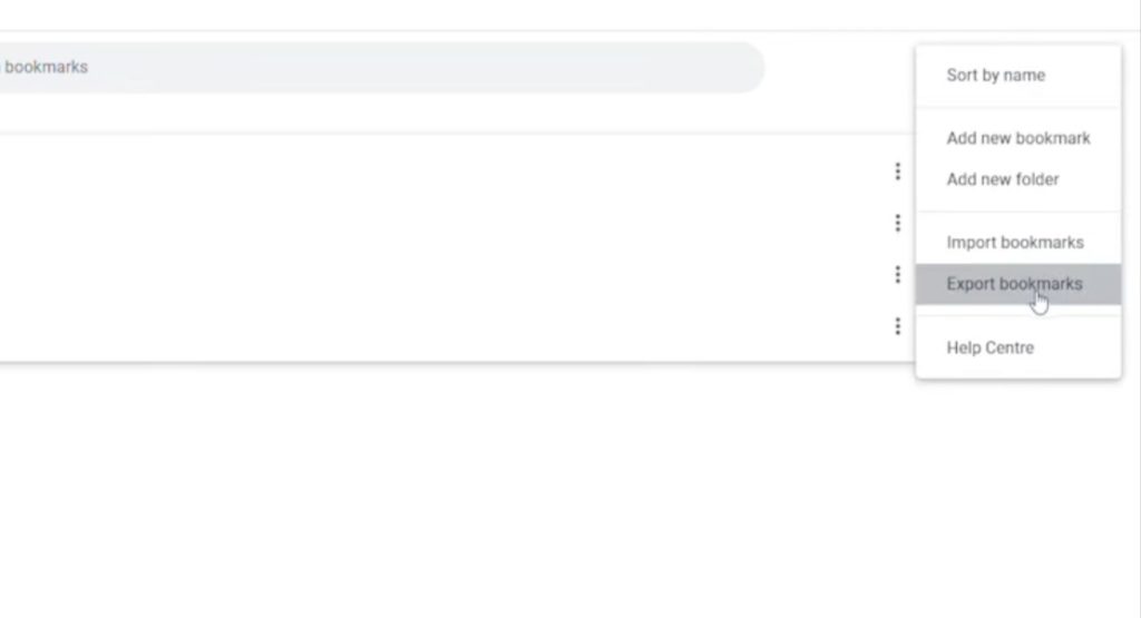 Then select the three dot icon and hit Export bookmarks option.