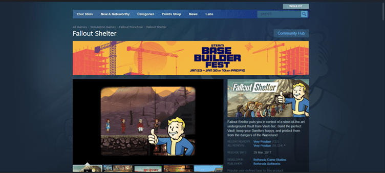 Fallout Shelter, famous steam game