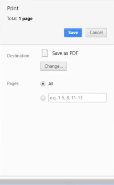 Save as PDF in destination
