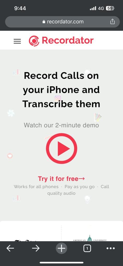 Record calls on iPhone using recordator