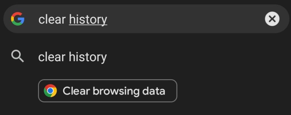 Write clear history on the chrome address bar. 