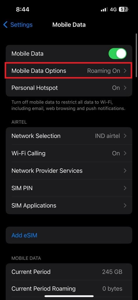 Turn off roaming data to reduce data usage on iPhone