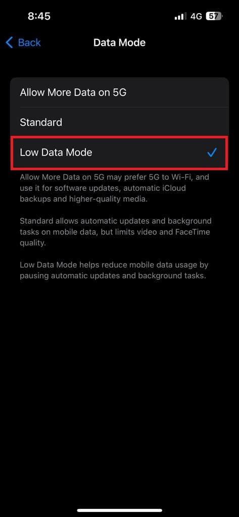 Use low data mode to reduce data usage on iPhone