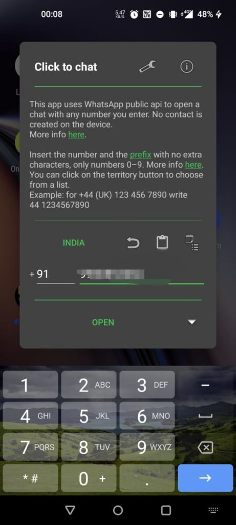 send whatsapp message without saving number using third party apps