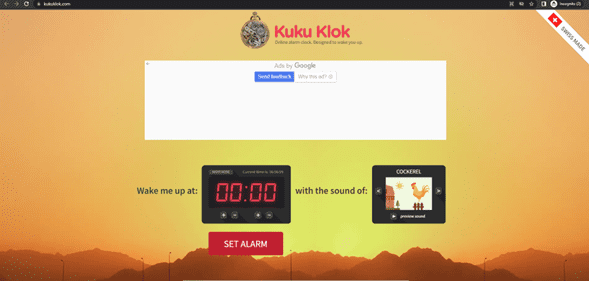KuKuKlok online alarm clock