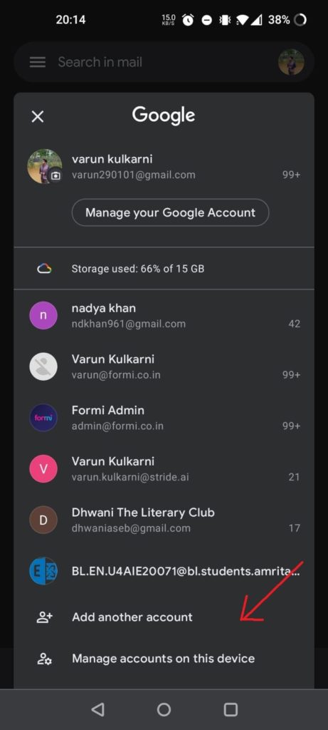 Different User Login for Gmail on mobile