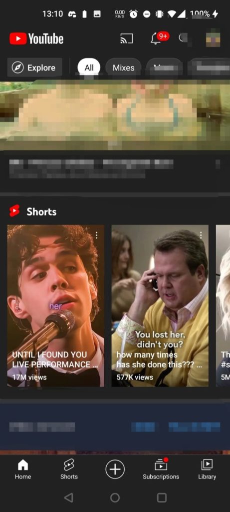 disable youtube shorts by telling youtube you are not interested
