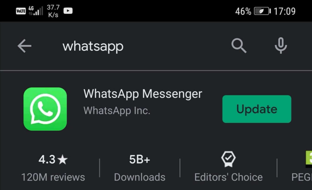 Update WhatsApp on your phone