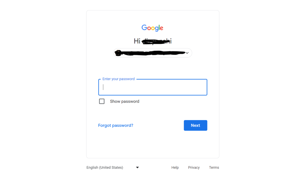 Type Your password