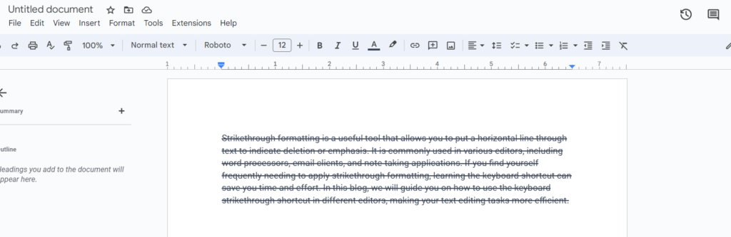 Strikethrough in Google docs.