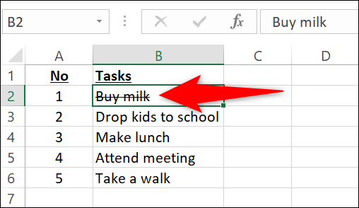 Microsoft Excel shortcut for strikethrough