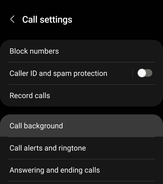 Go to Call settings and select Call background