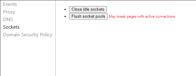 After clearing cache, select to flush socket pools. 