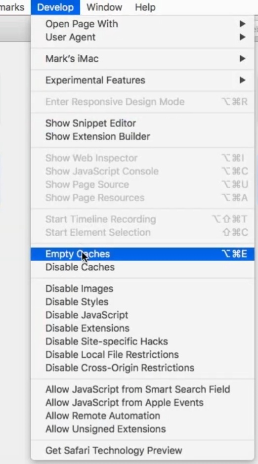 From develop you can choose to empty cache on Safari