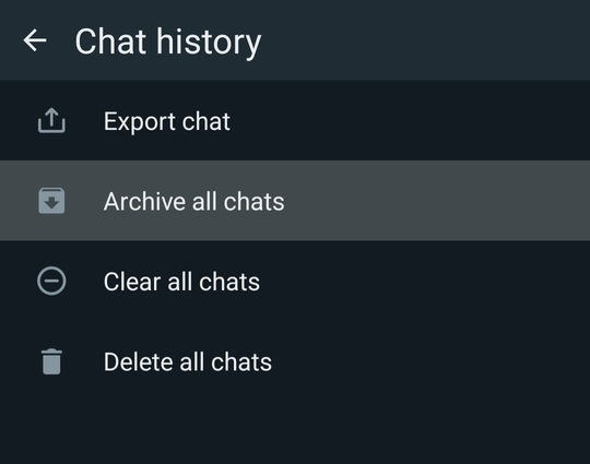 Click on Archive all chats 