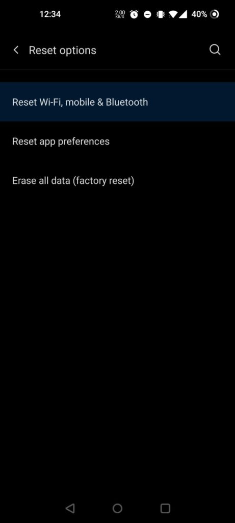 Reset settings to clear dns cache on android