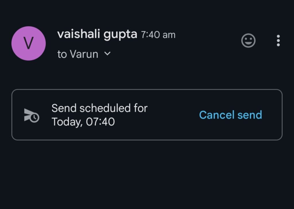 Click on Cancel Send to prevent the schedule email from sending