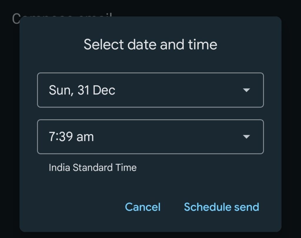 Select the suitable date and time
