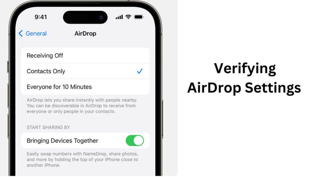 2. Verifying AirDrop Settings if Airdrop Not Working