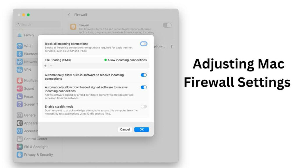 Adjusting Mac Firewall Settings